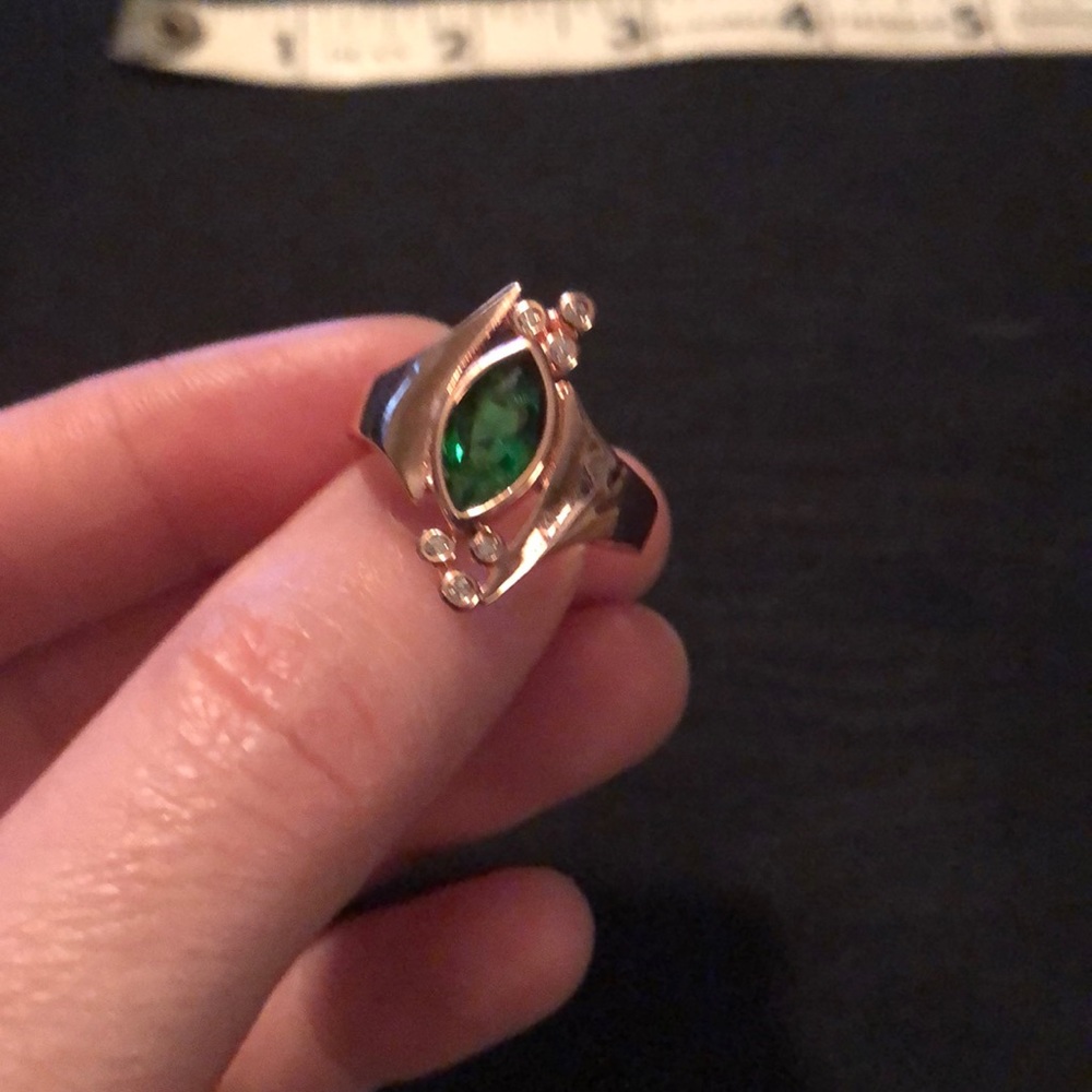 Eye Shape Green CZ ring